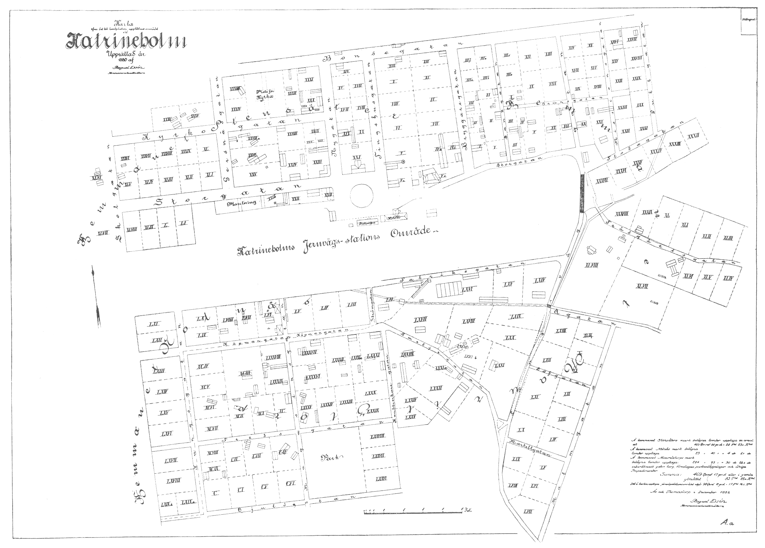 1880års karta över Katrineholm